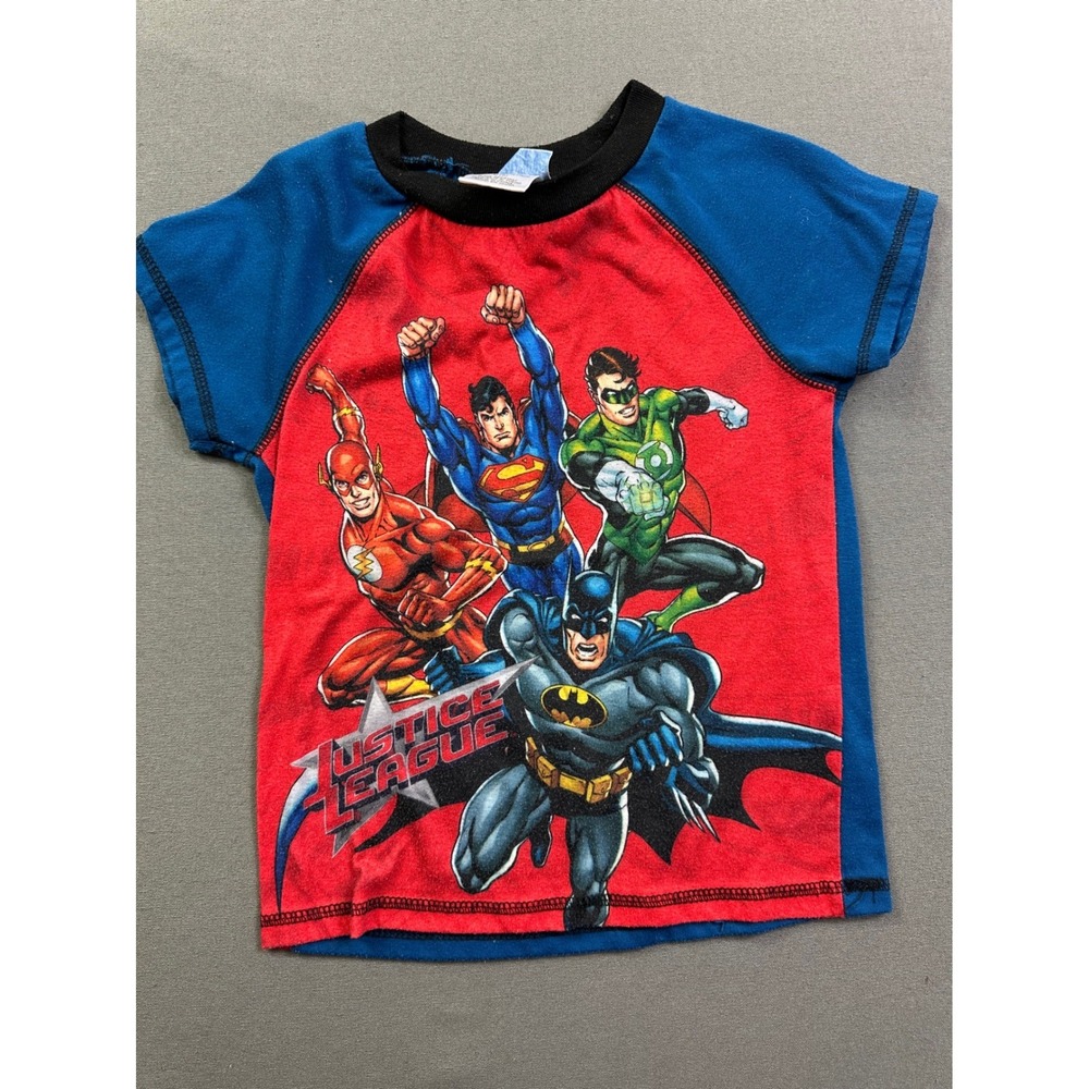 Justice League‎ Kids Shirt Batman Superman Flash Green Lantern Blue Red Size M 8